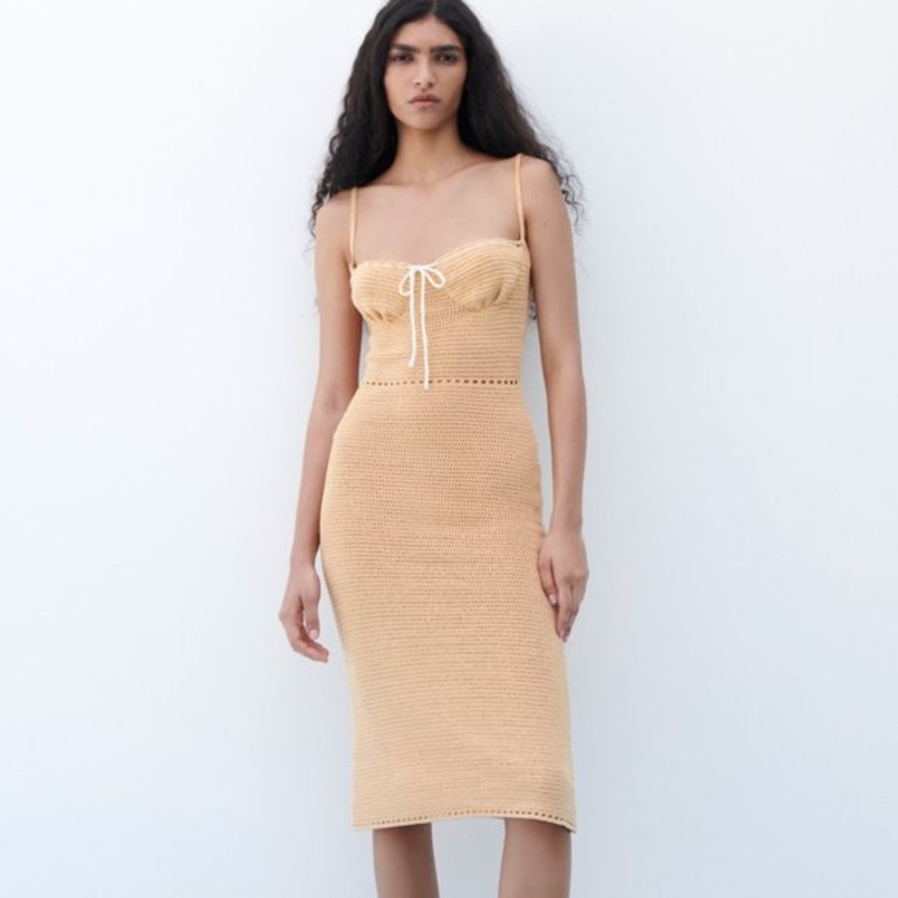 Zara Knit Crochet dress size M NWT